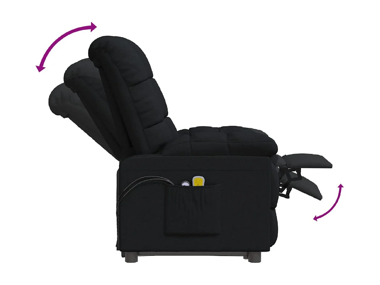 Fauteuil électrique de massage Noir Tissu