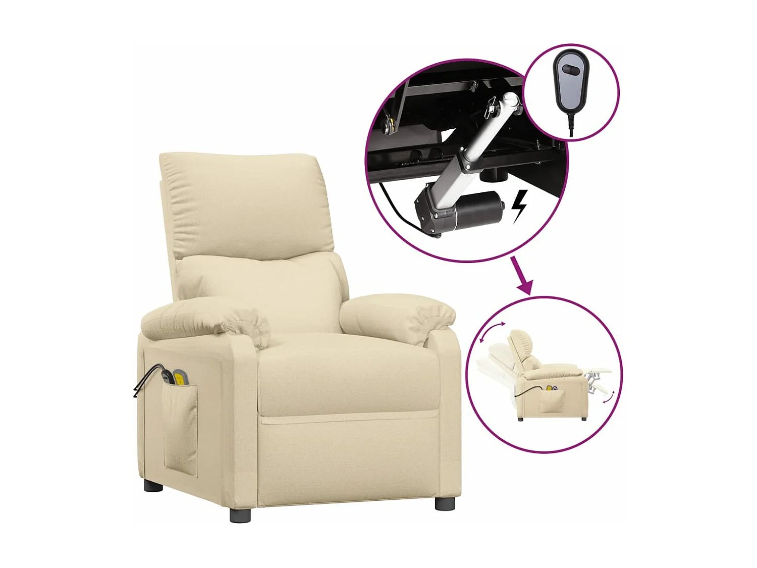 Fauteuil électrique de massage Crème Tissu