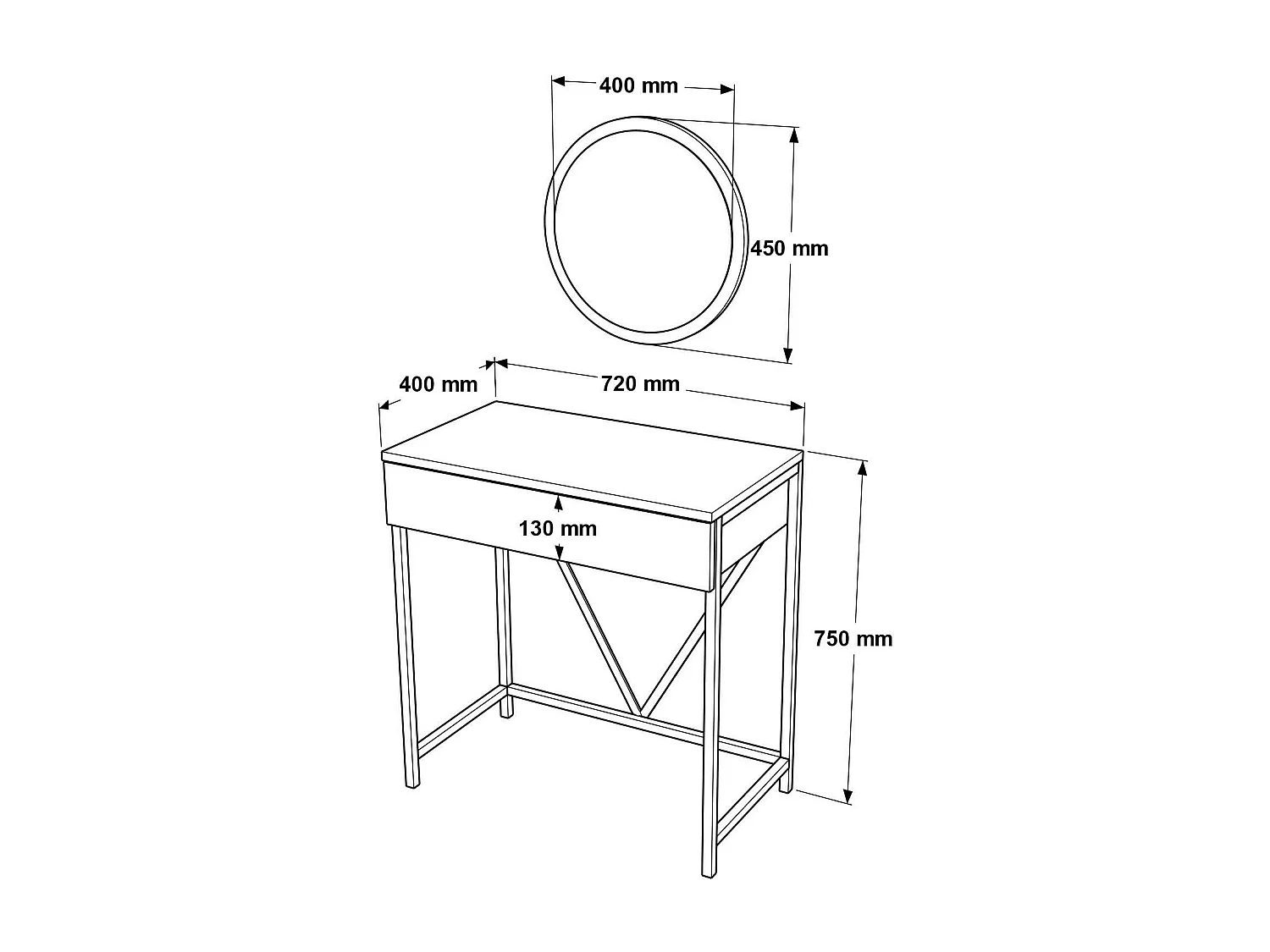 Consoletafel VOYAGE CONT72 72x40x75 Grijs