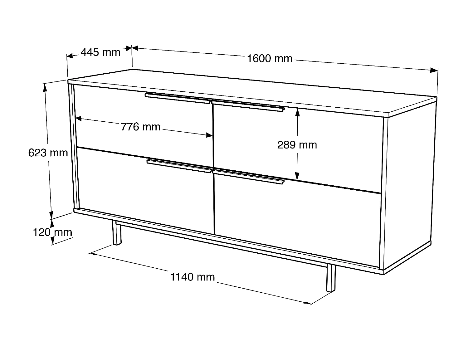 Console OCEAN CONT160 160x45x74 Naturel