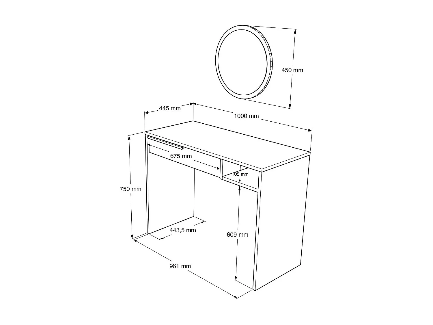 Mesa De Consola OCEAN CONT100 100x45x75 Blanco