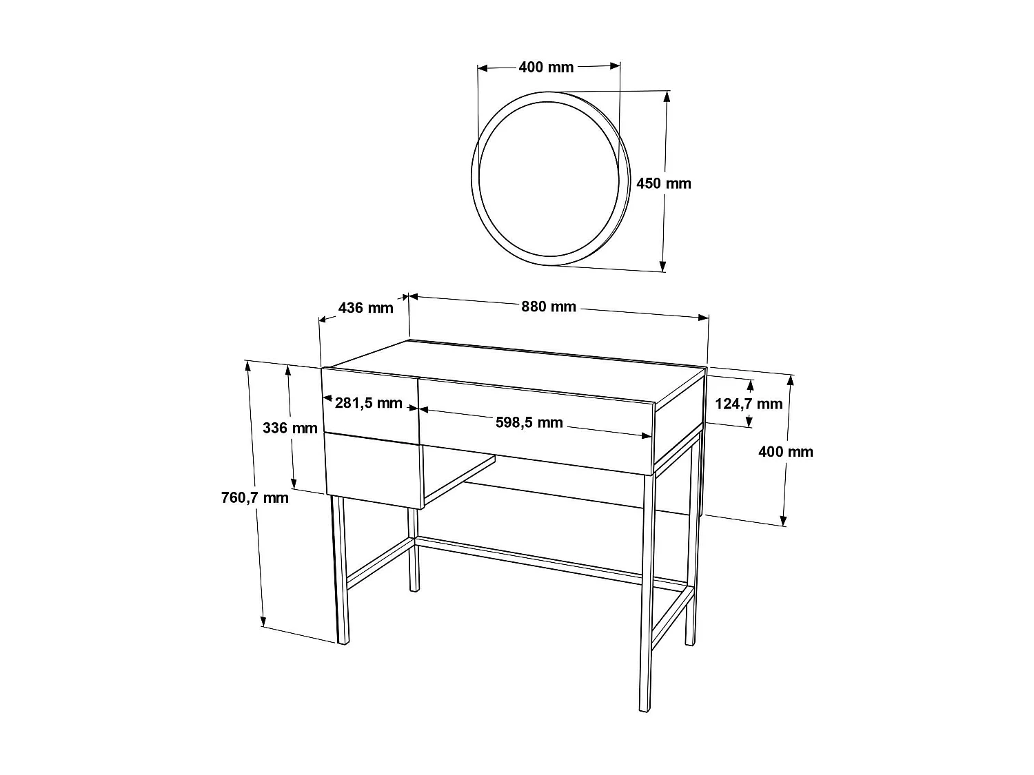 Consoletafel VOYAGE CONT88 88x44x76 Grijs