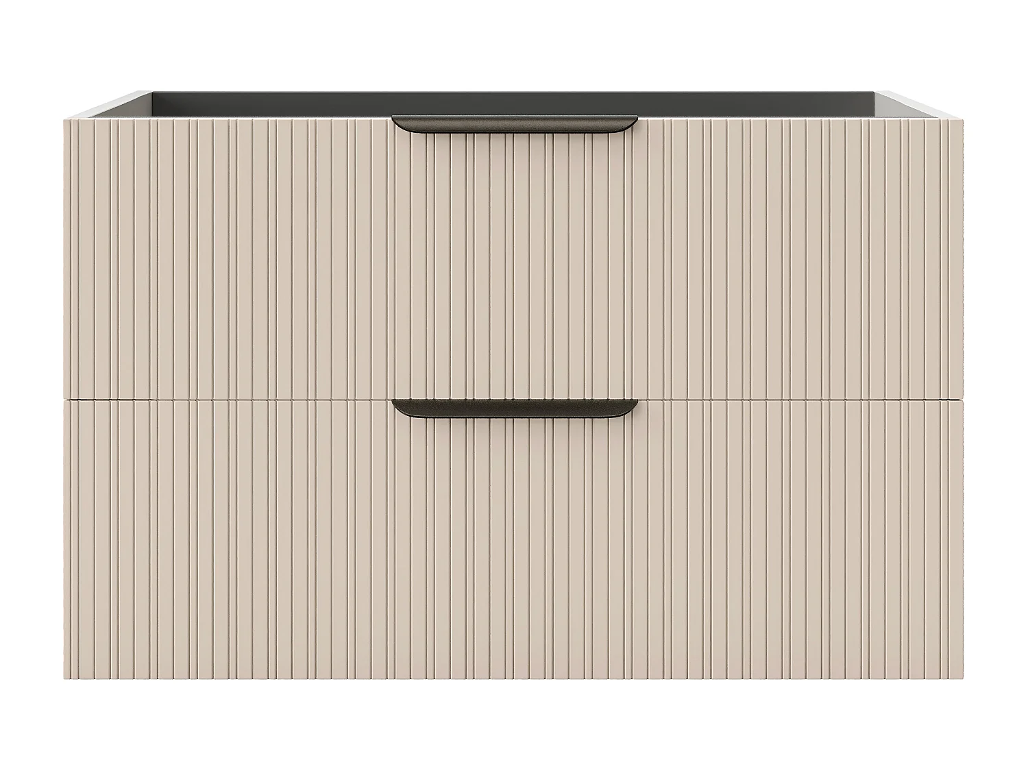 Stripet veggfarkt servantskap med bølgebøyd - Beige farge - 80 cm - DALIKO