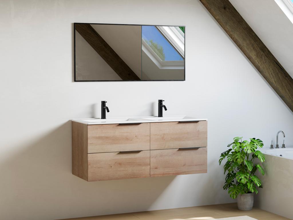 Hängender Waschbeckenunterschrank - Heller Naturton - 120 cm - NISAYA günstig online kaufen
