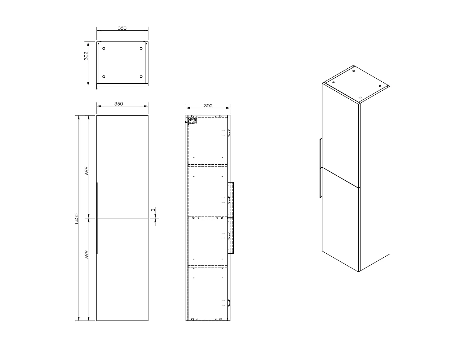 Colonne de salle de bain suspendue - Naturel clair - H140 cm - NISAYA