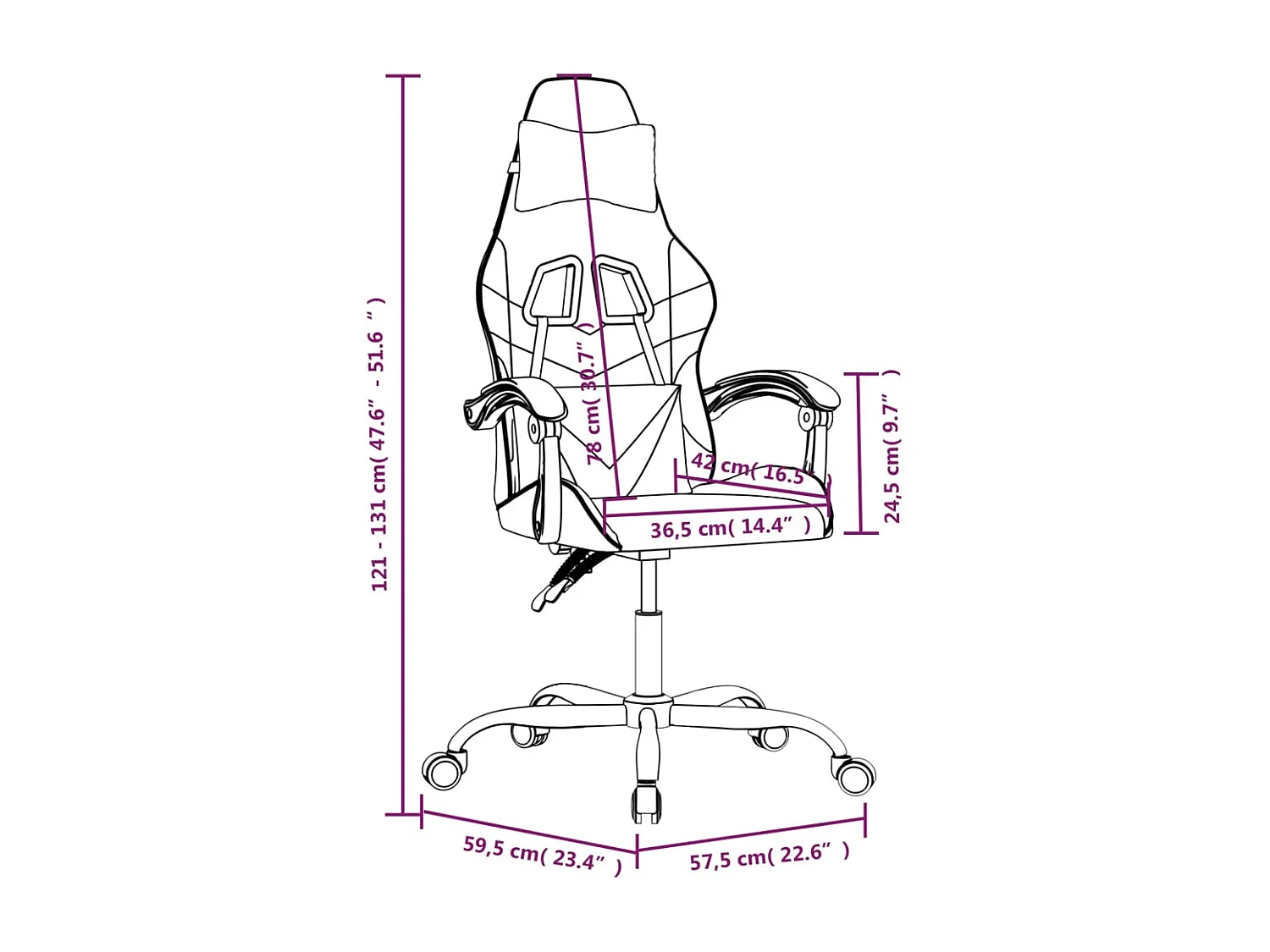 Chaise de jeu pivotante Noir et doré Similicuir