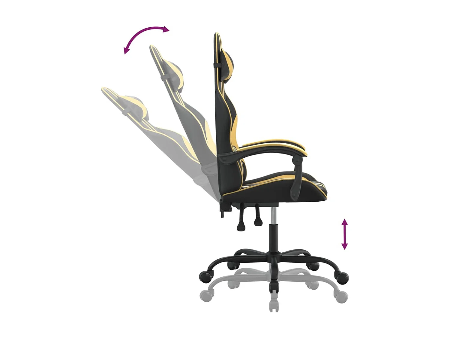 Sedia da Gaming Girevole Nera e Oro in Similpelle