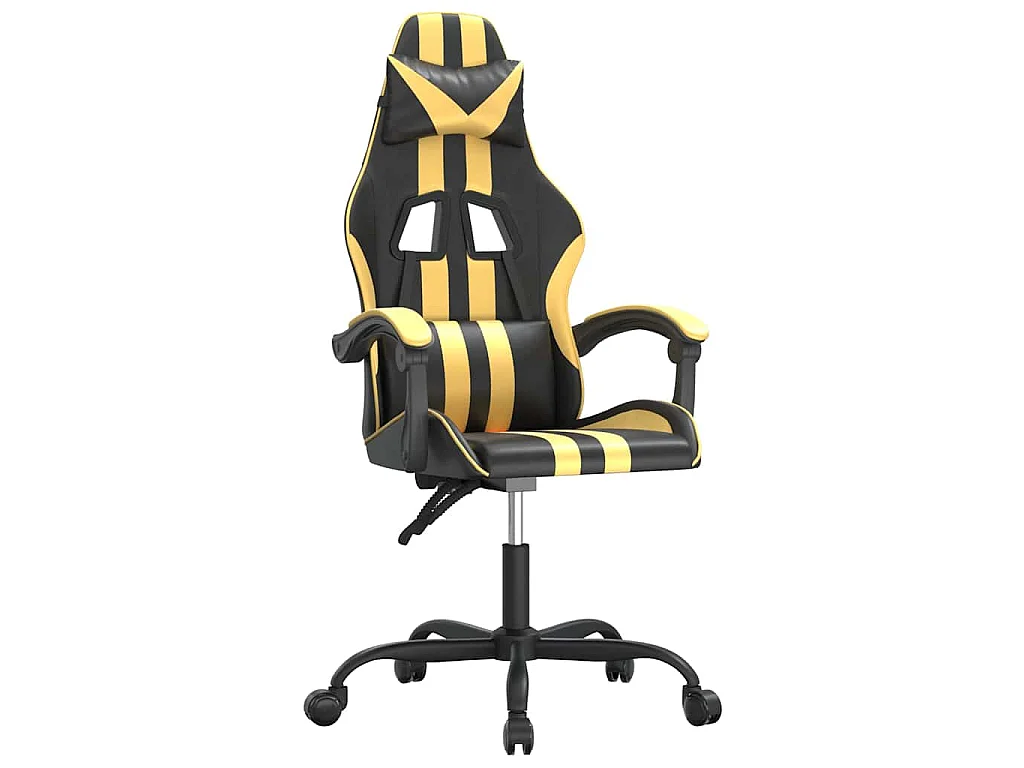 Chaise de jeu pivotante Noir et doré Similicuir