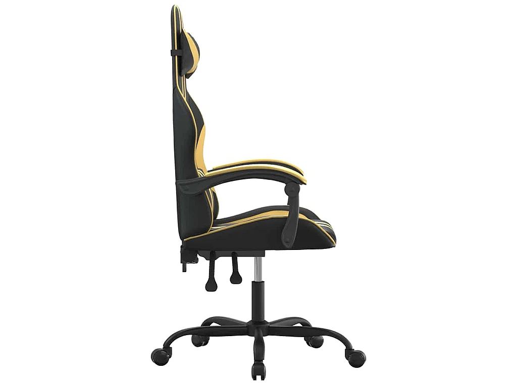 Chaise de jeu pivotante Noir et doré Similicuir