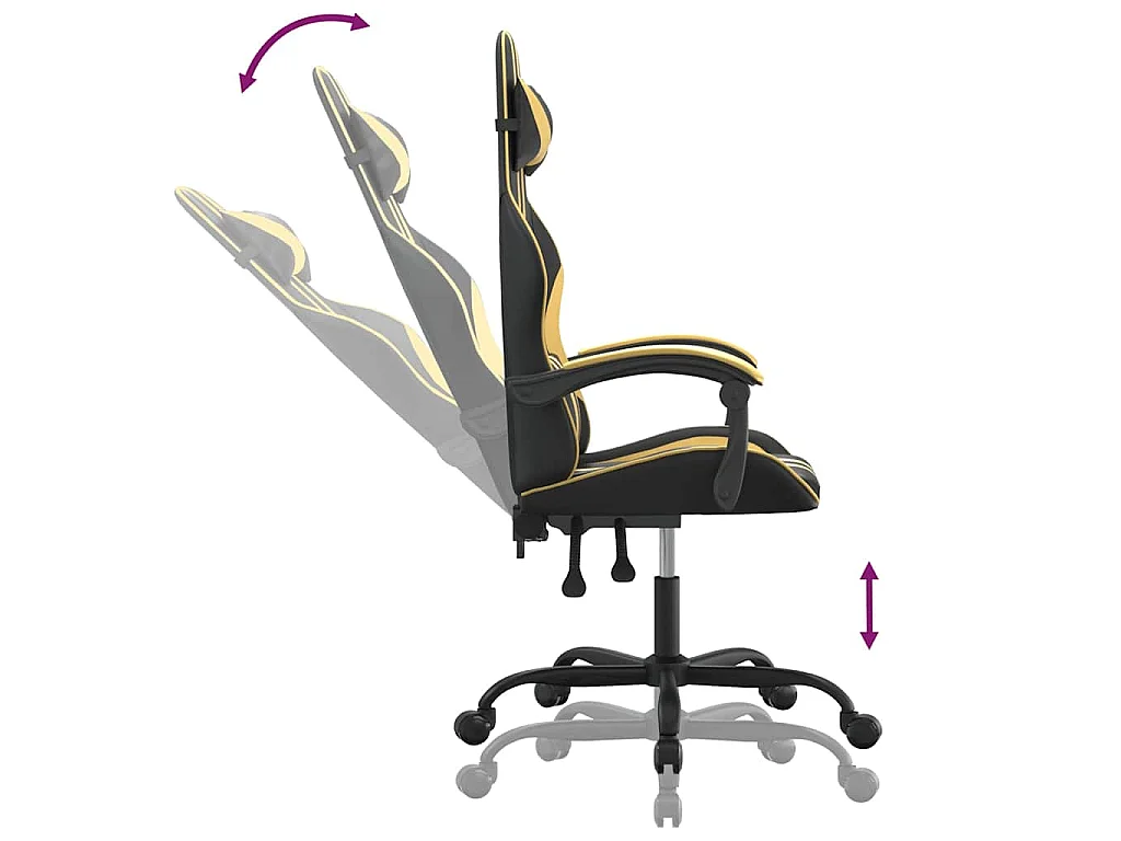 Chaise de jeu pivotante Noir et doré Similicuir
