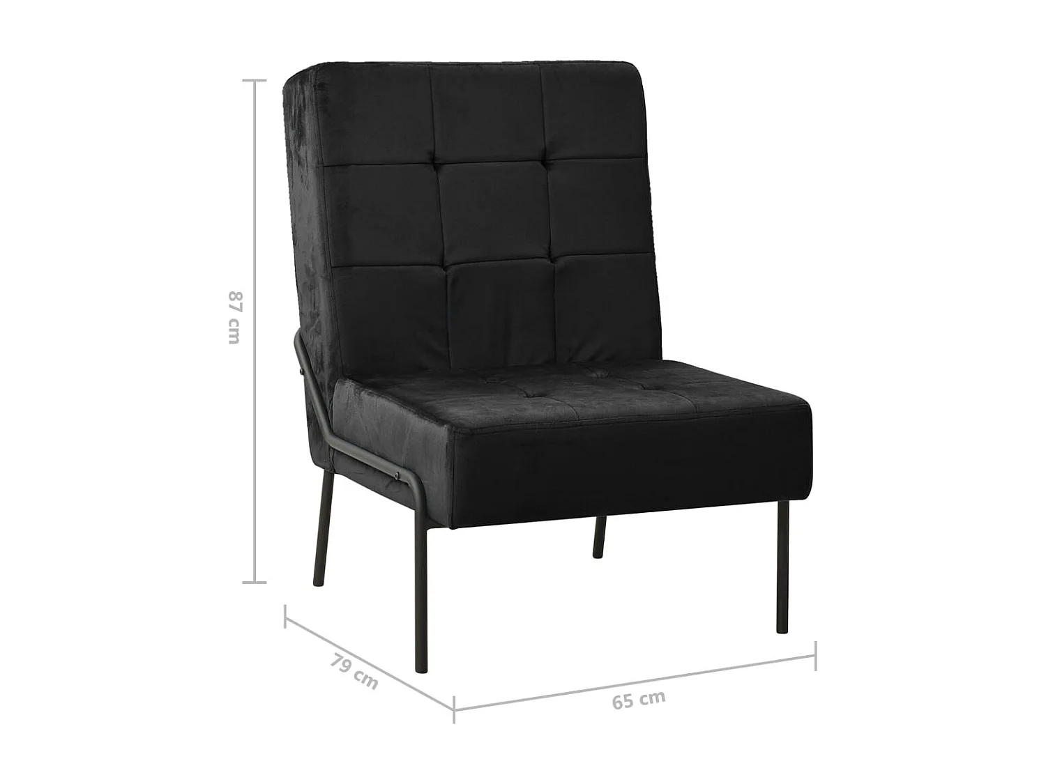 Chaise de relaxation 65x79x87 cm Noir Velours