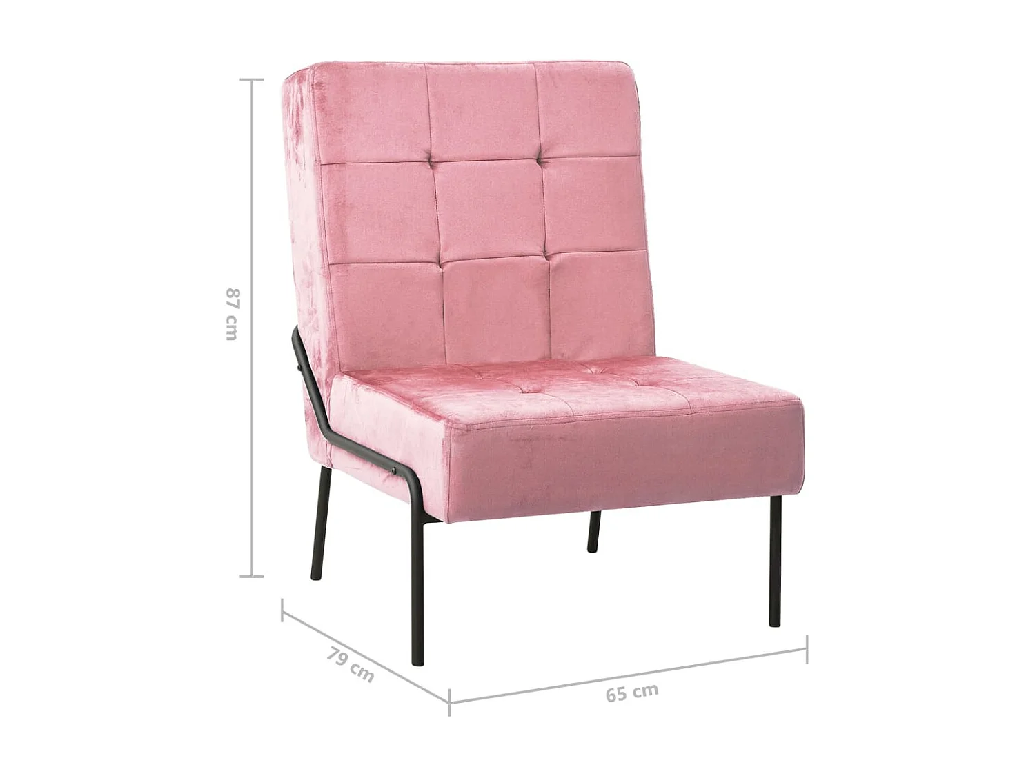 Poltrona Relax 65x79x87 cm Rosa in Velluto