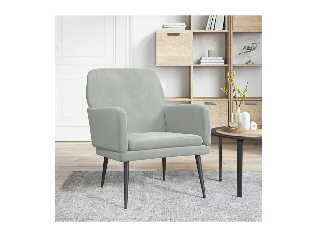 Fauteuil Gris clair 62x79x79 cm Velours