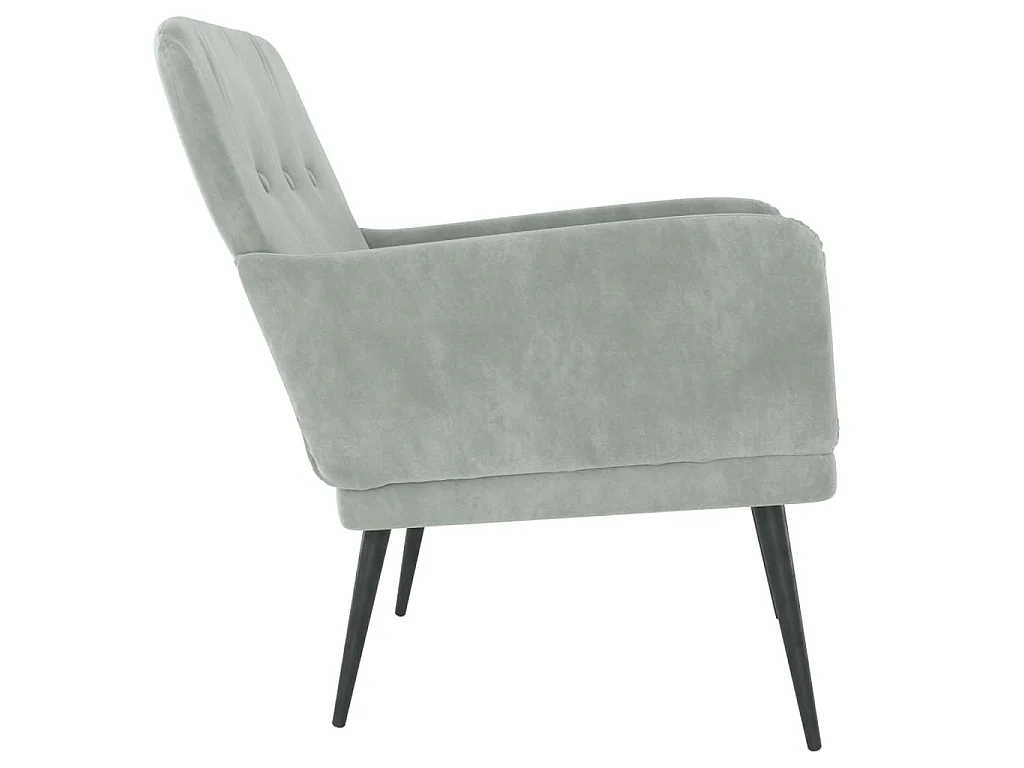Fauteuil 62x79x79 cm fluweel lichtgrijs