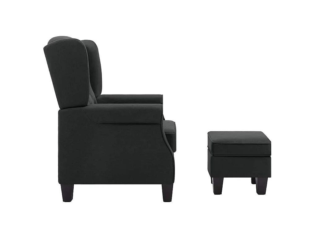 Fauteuil met voetenbankje stof donkergrijs