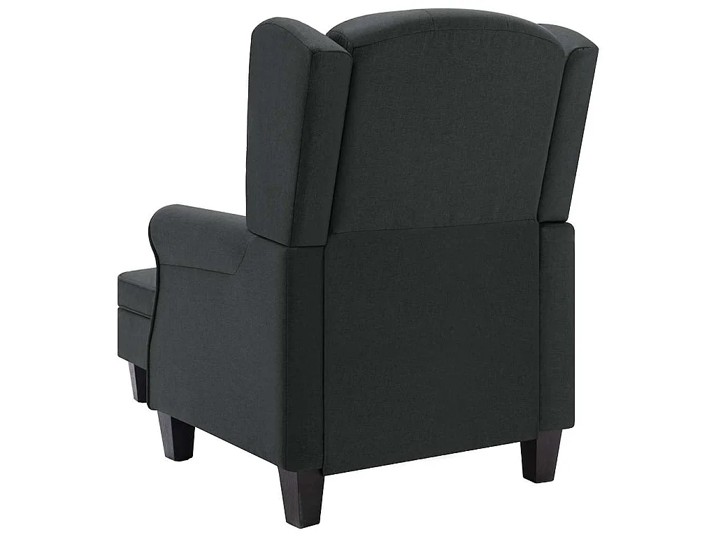 Fauteuil met voetenbankje stof donkergrijs