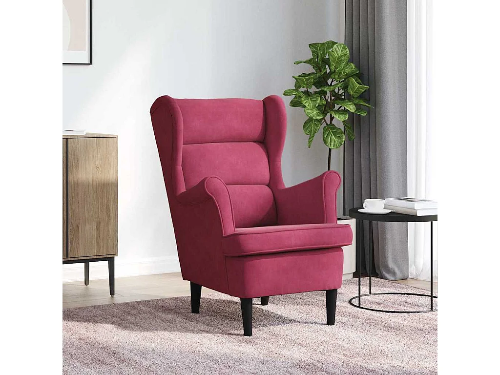 Fauteuil rouge bordeaux velours