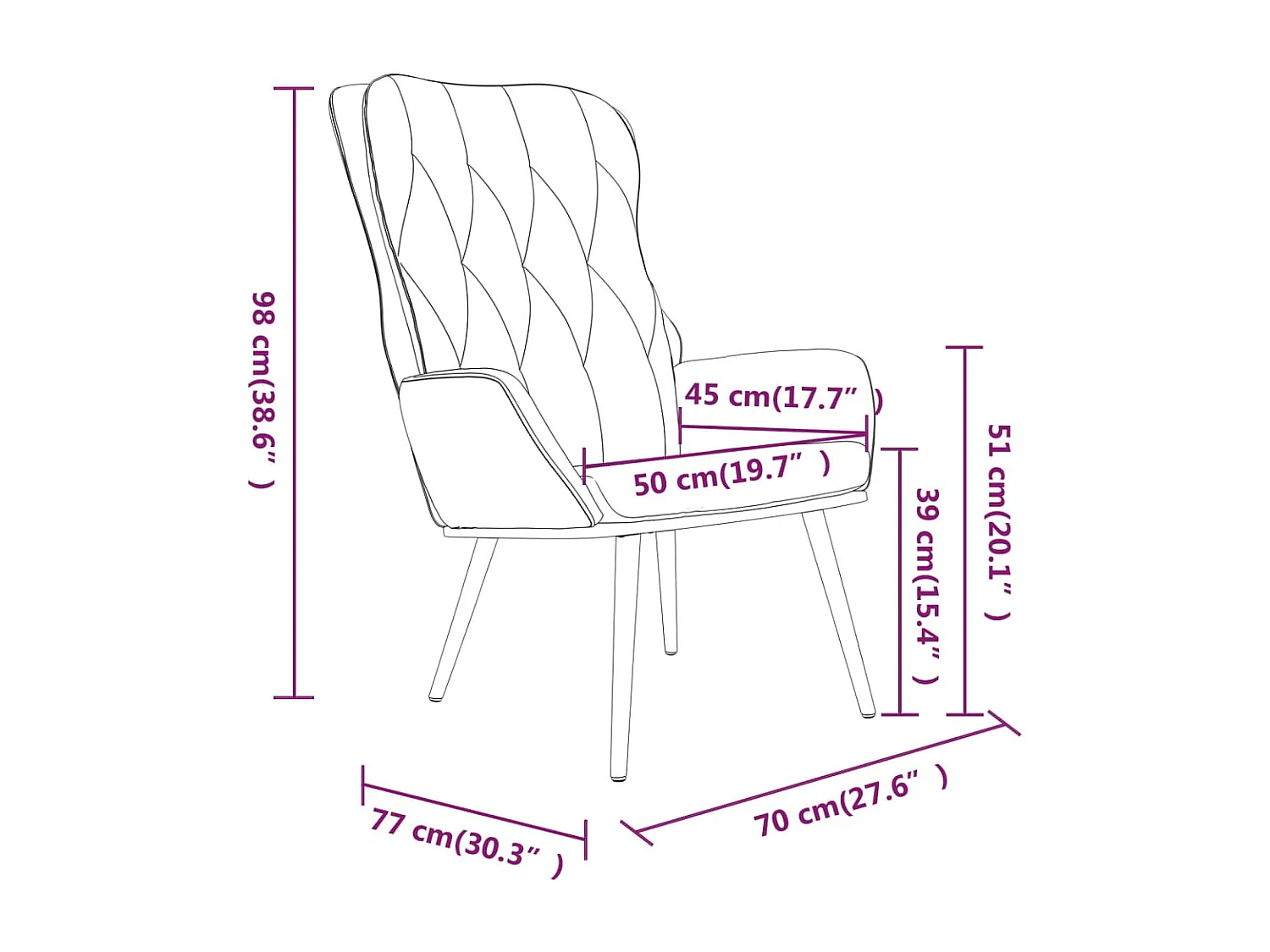 Chaise de relaxation Gris clair Velours