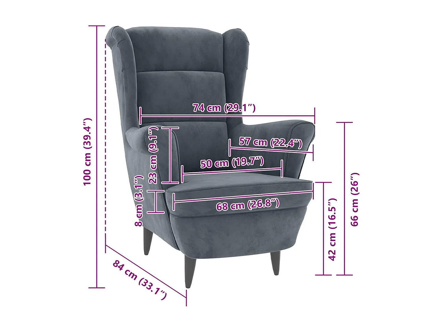 Fauteuil fluweel donkergrijs