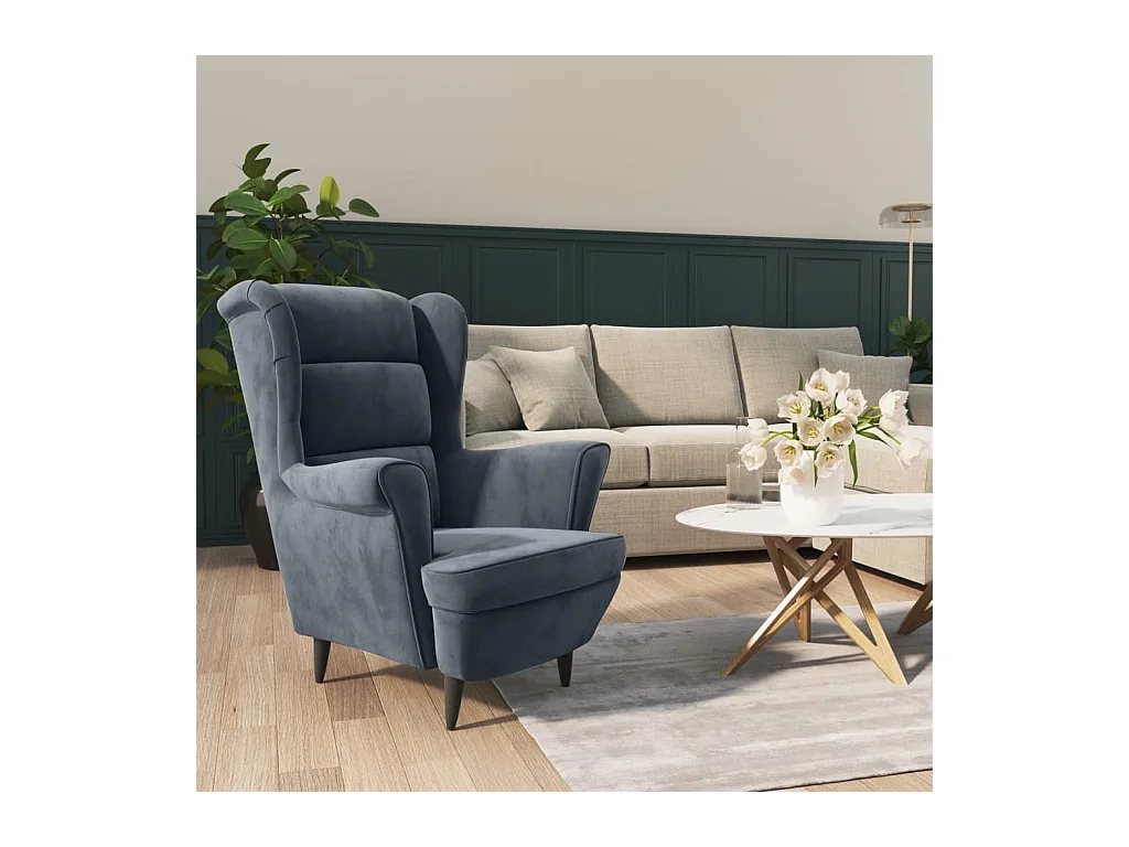 Fauteuil gris foncé velours