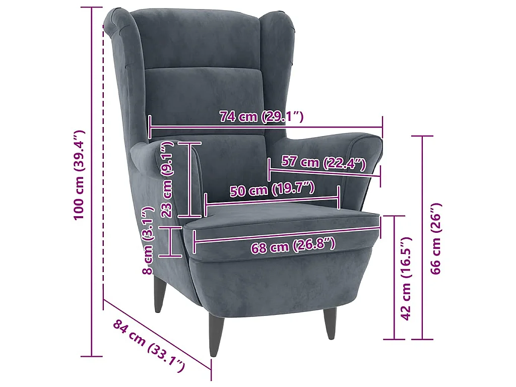 Sessel Dunkelgrau Samt