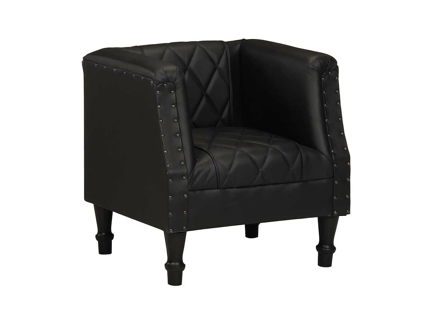 Chaise cabriolet Noir Cuir véritable de chèvre