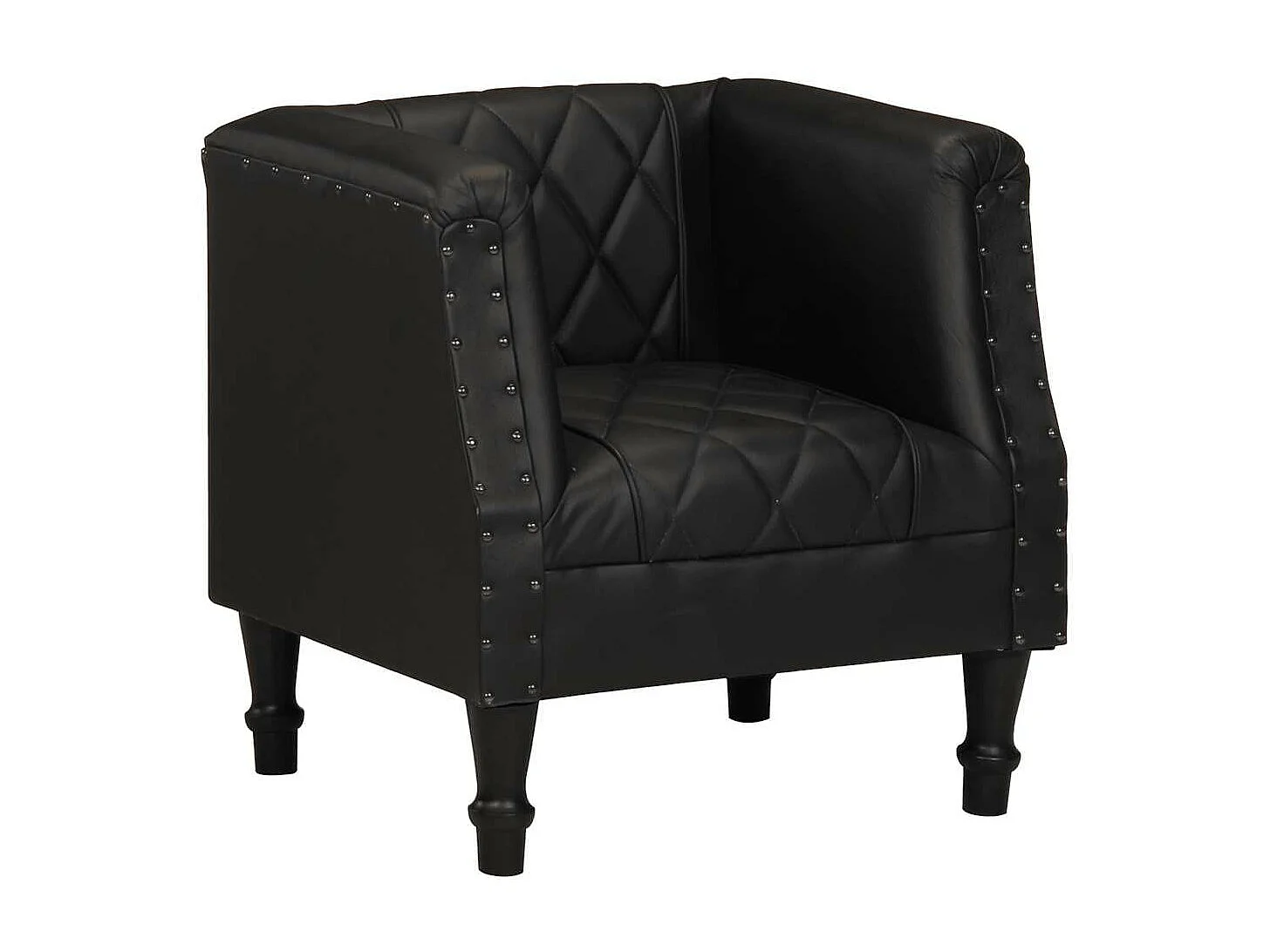 Chaise cabriolet Noir Cuir véritable de chèvre