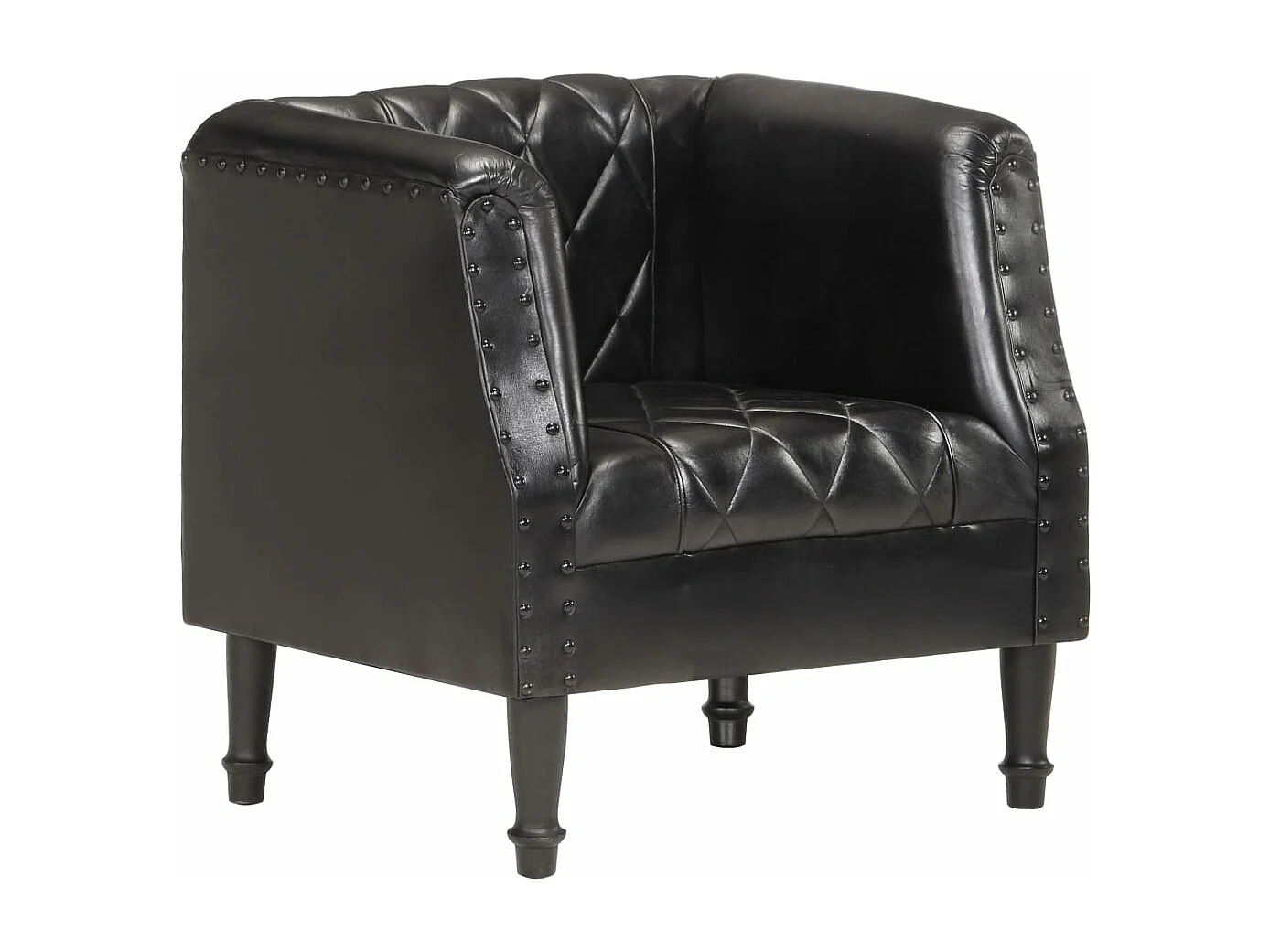 Chaise cabriolet Noir Cuir véritable de chèvre