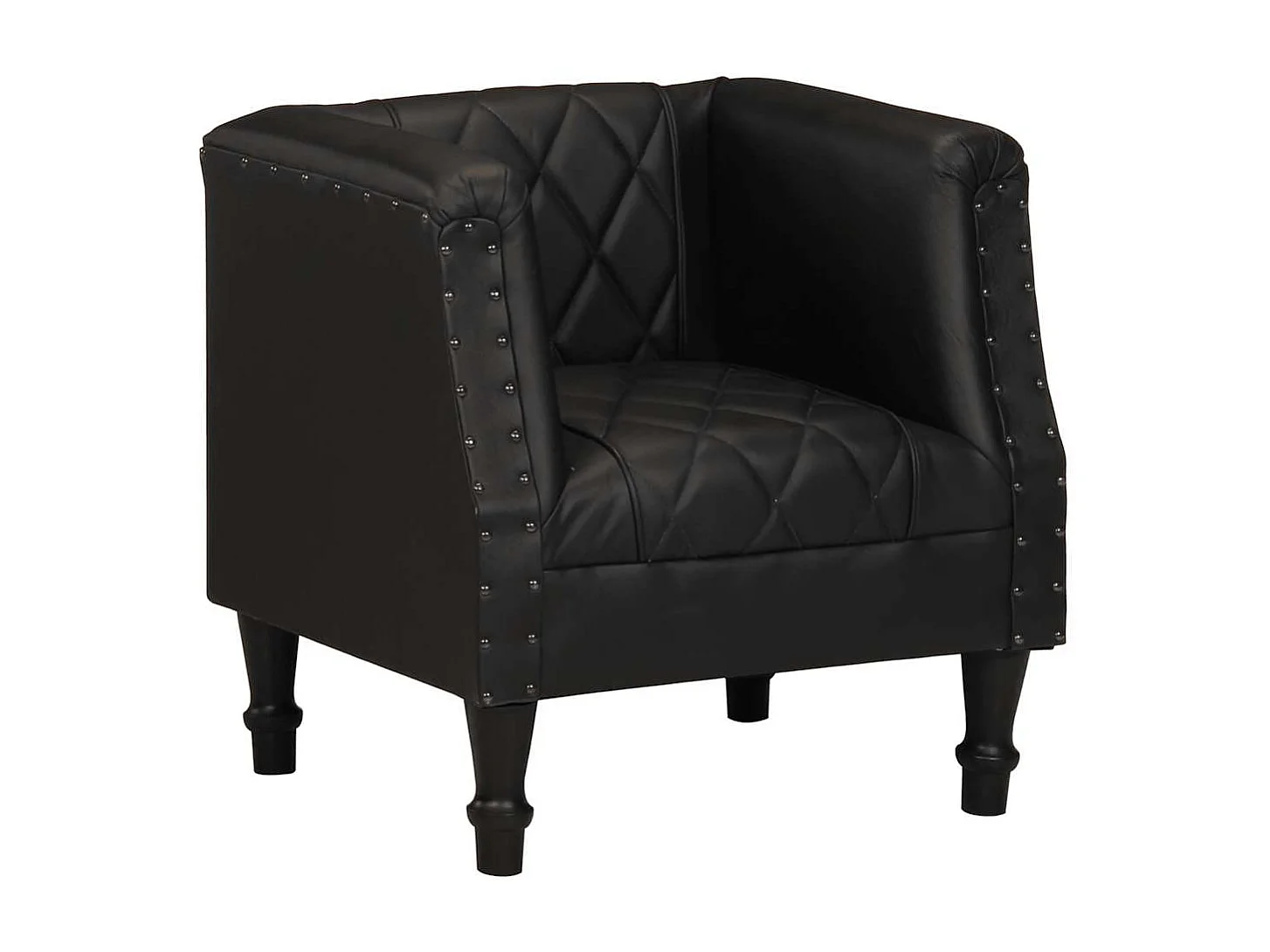Chaise cabriolet Noir Cuir véritable de chèvre