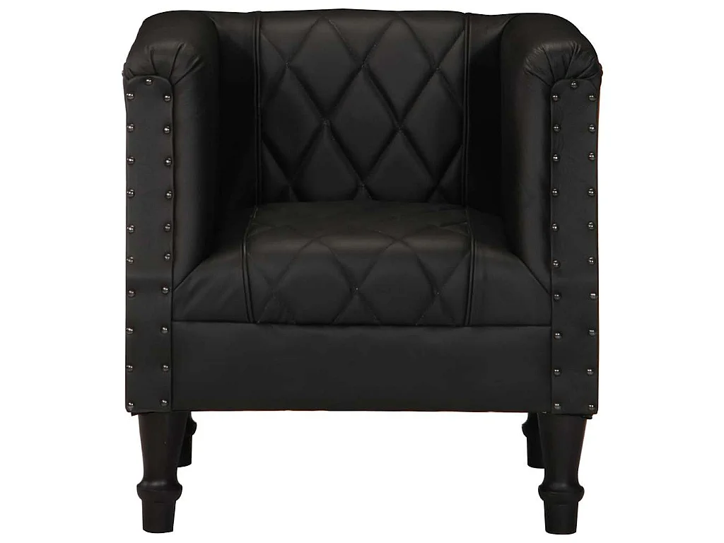 Chaise cabriolet Noir Cuir véritable de chèvre
