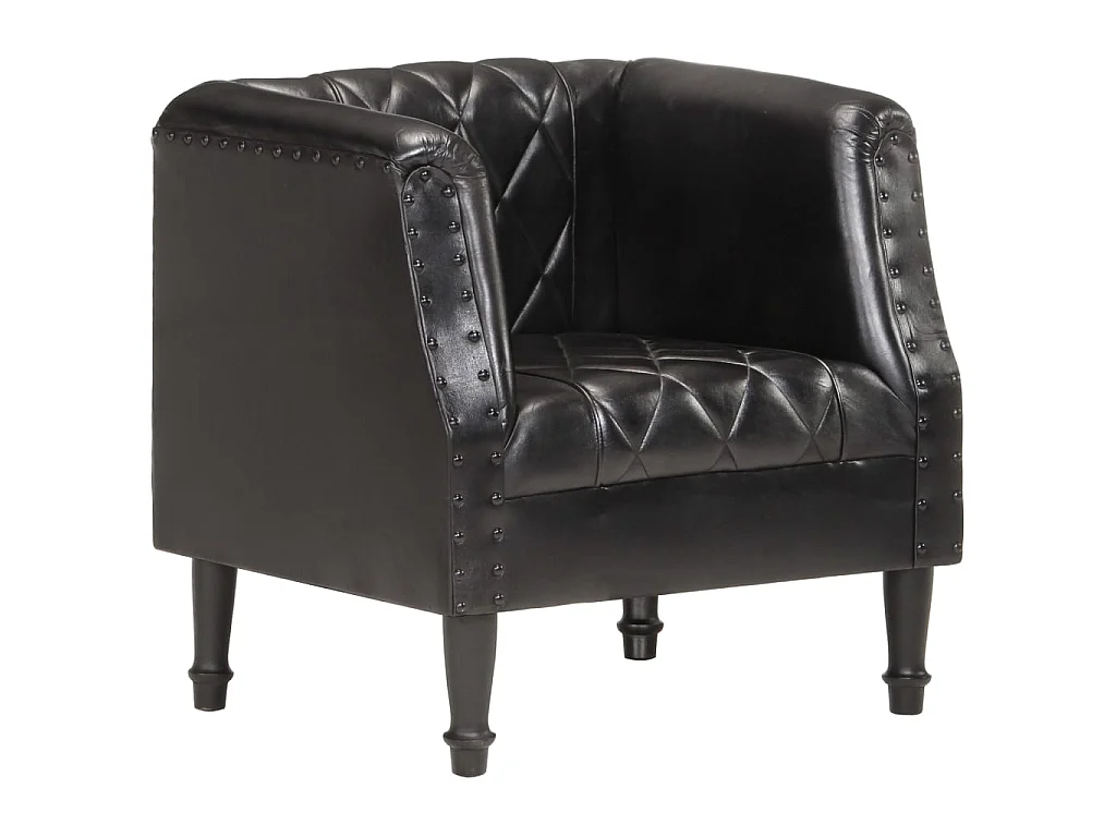 Chaise cabriolet Noir Cuir véritable de chèvre