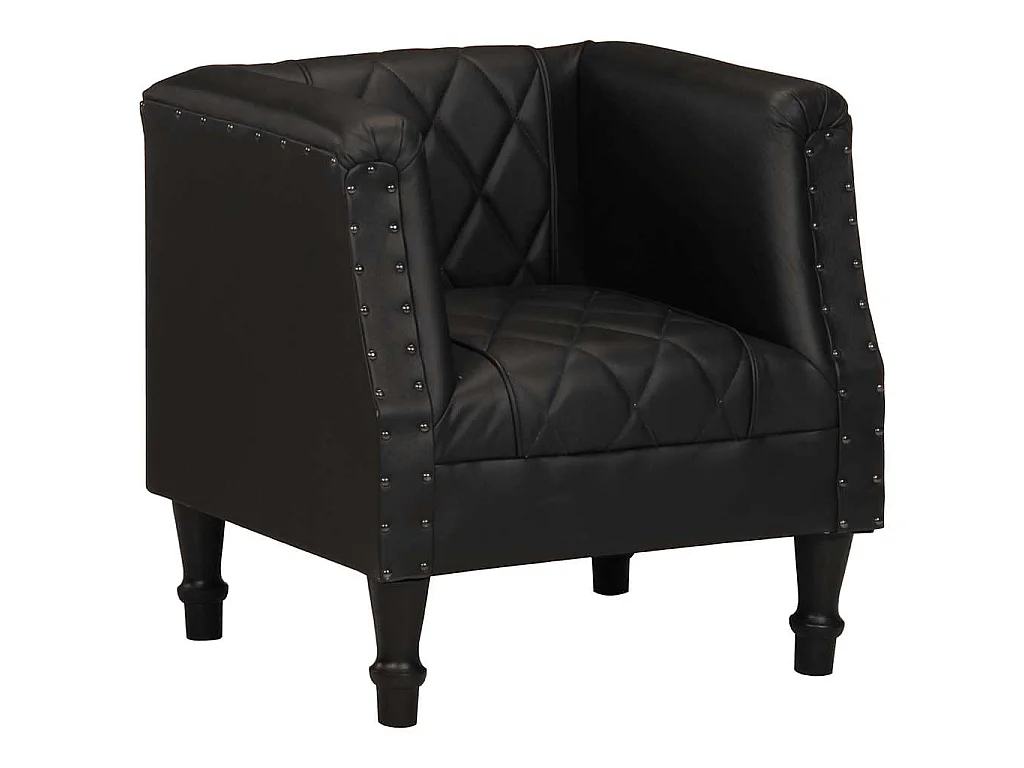 Chaise cabriolet Noir Cuir véritable de chèvre