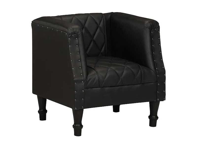 Chaise cabriolet Noir Cuir véritable de chèvre