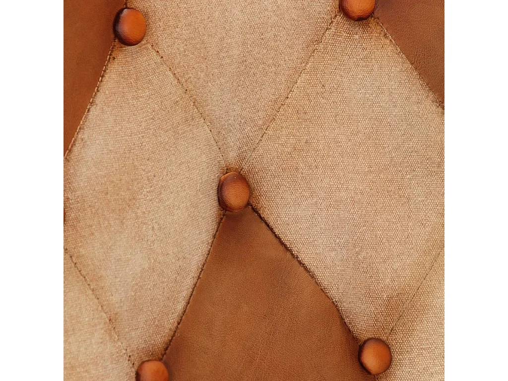 Chaise à oreilles Marron et crème Cuir véritable