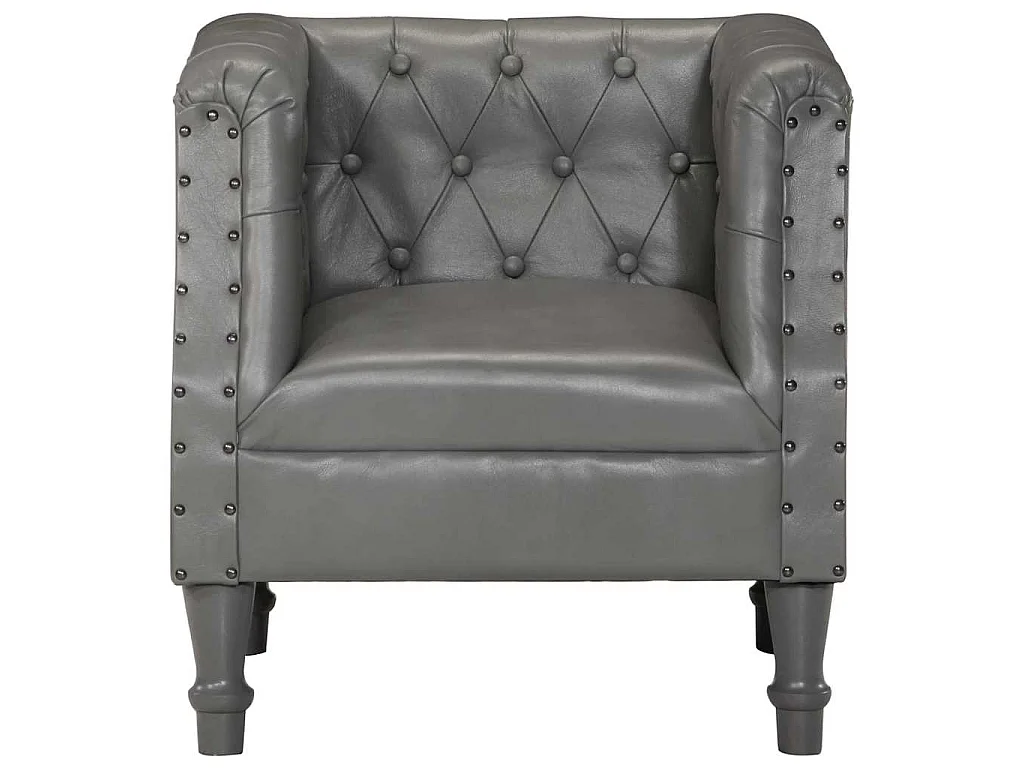 Chaise cabriolet gris cuir véritable