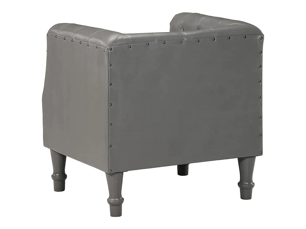 Chaise cabriolet gris cuir véritable
