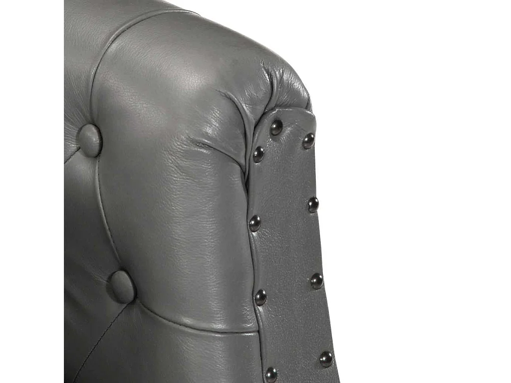Chaise cabriolet gris cuir véritable