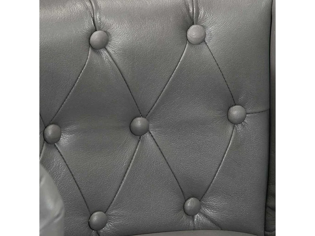 Chaise cabriolet gris cuir véritable
