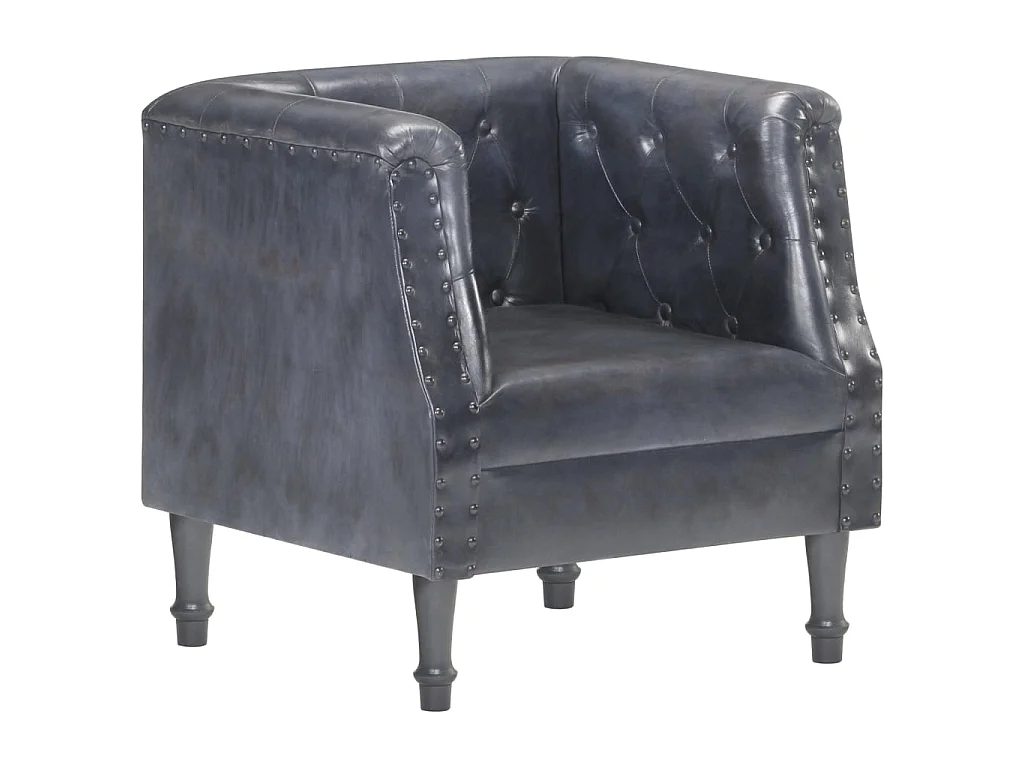Chaise cabriolet gris cuir véritable