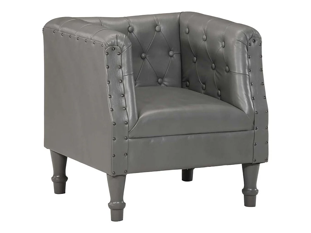 Chaise cabriolet gris cuir véritable