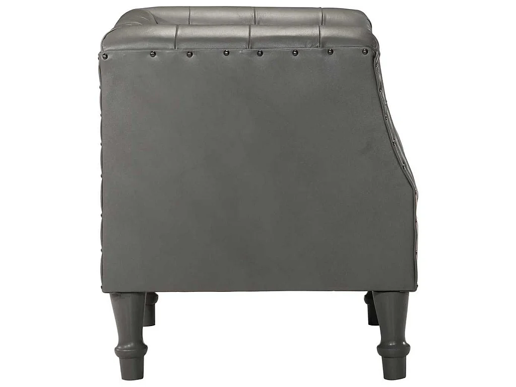 Chaise cabriolet gris cuir véritable