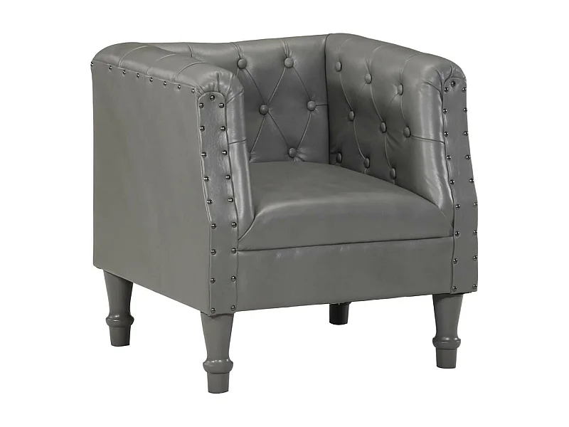 Chaise cabriolet gris cuir véritable