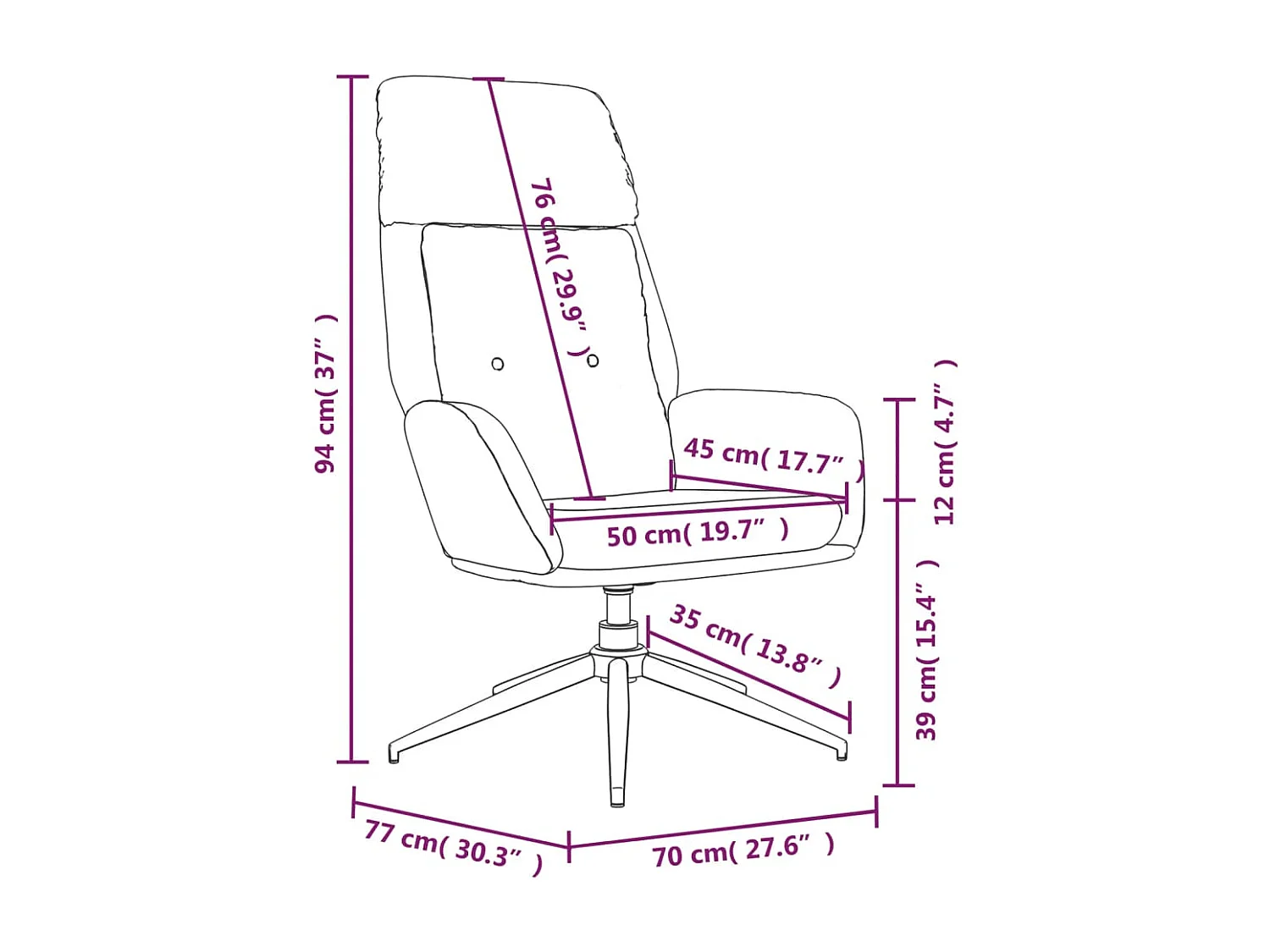 Chaise de relaxation Noir Cuir véritable