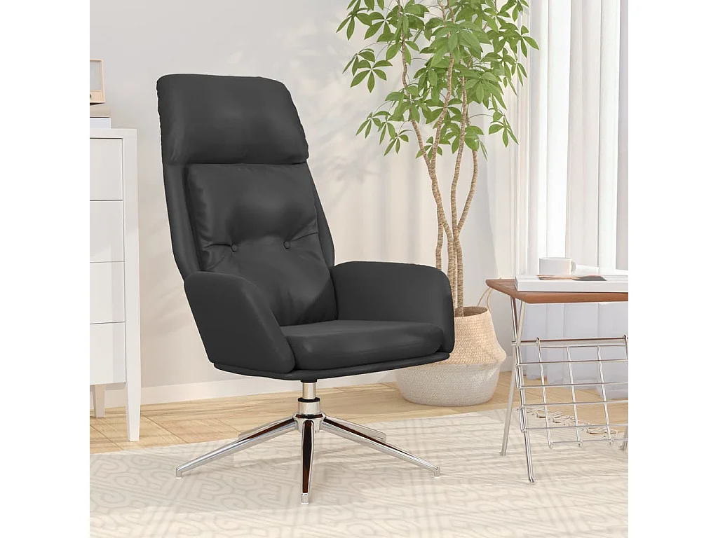 Chaise de relaxation Noir Cuir véritable