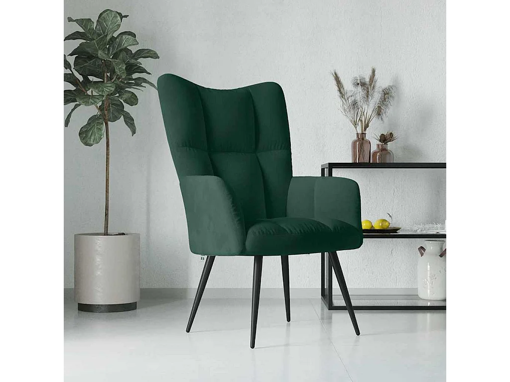 Relaxstoel fluweel donkergoen