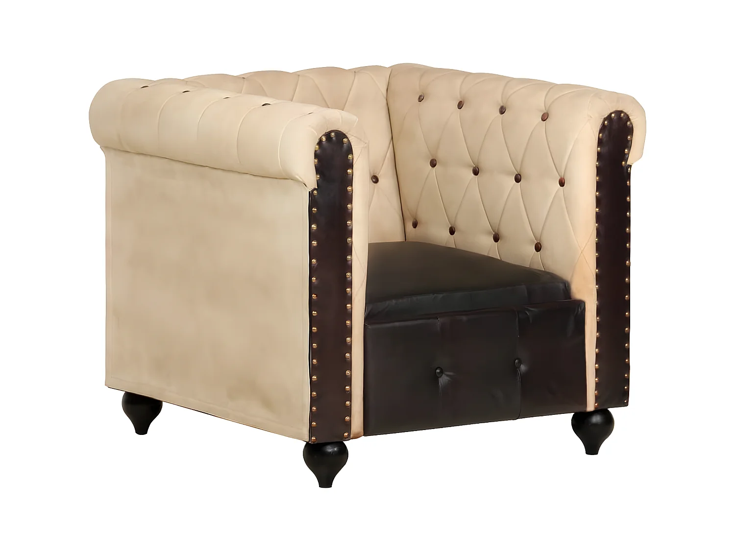 Chesterfield-Sessel Braun Echtleder