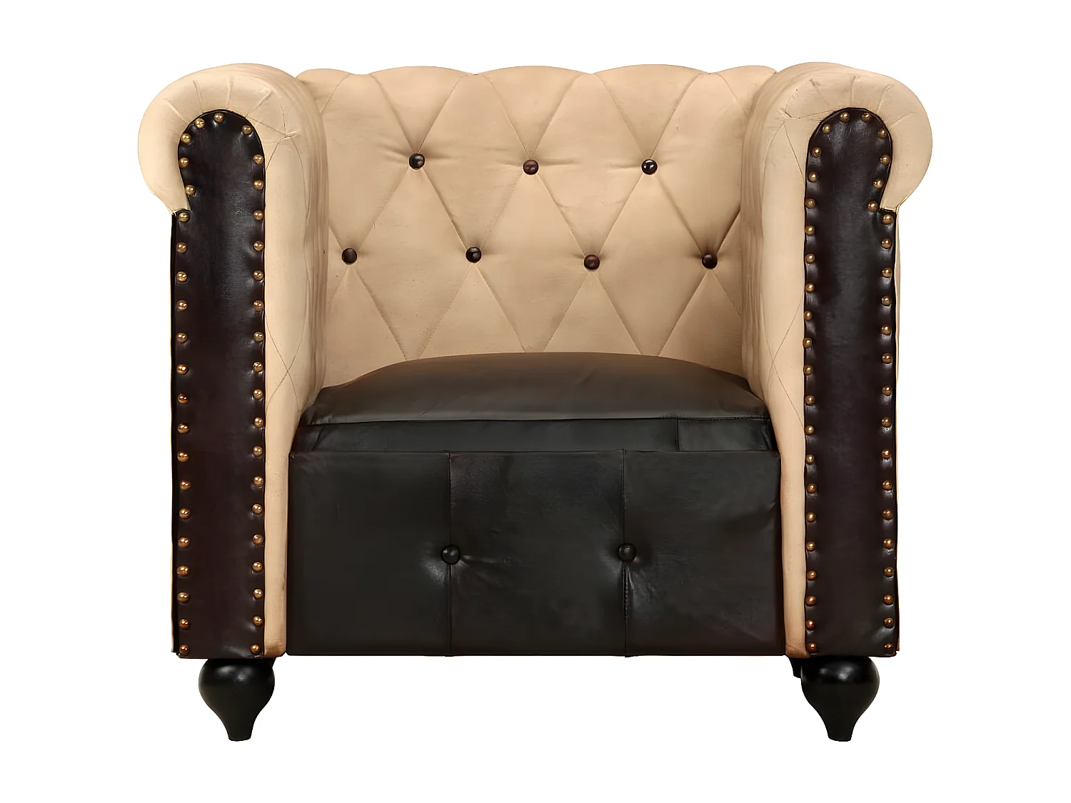 Chesterfield-Sessel Braun Echtleder