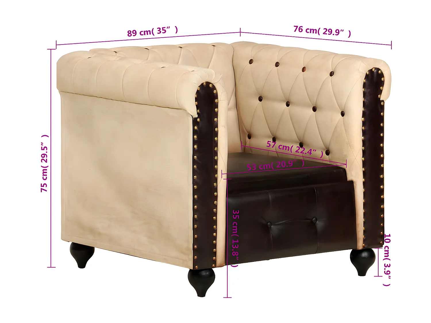 Chesterfield-Sessel Braun Echtleder