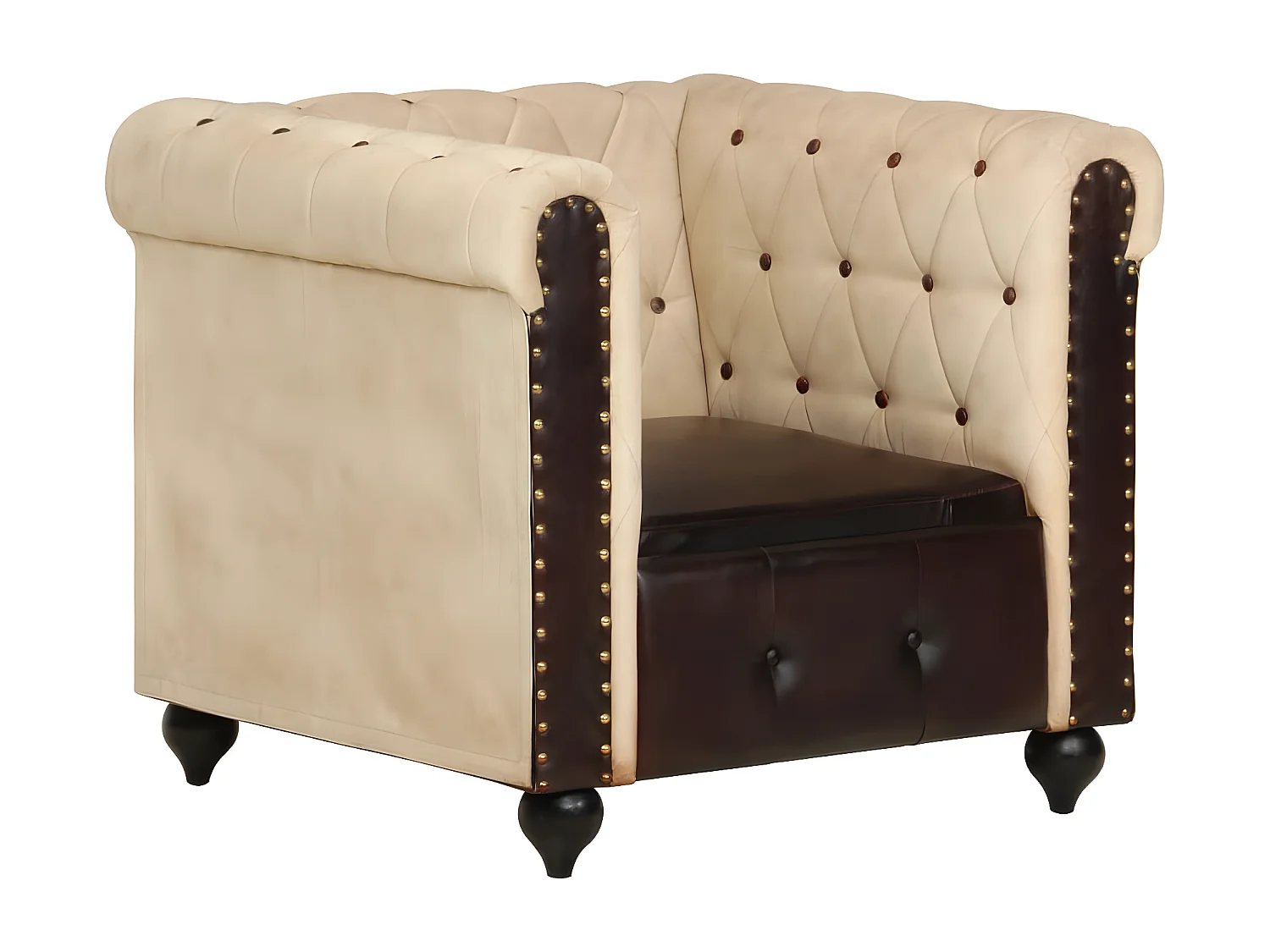 Chesterfield-Sessel Braun Echtleder