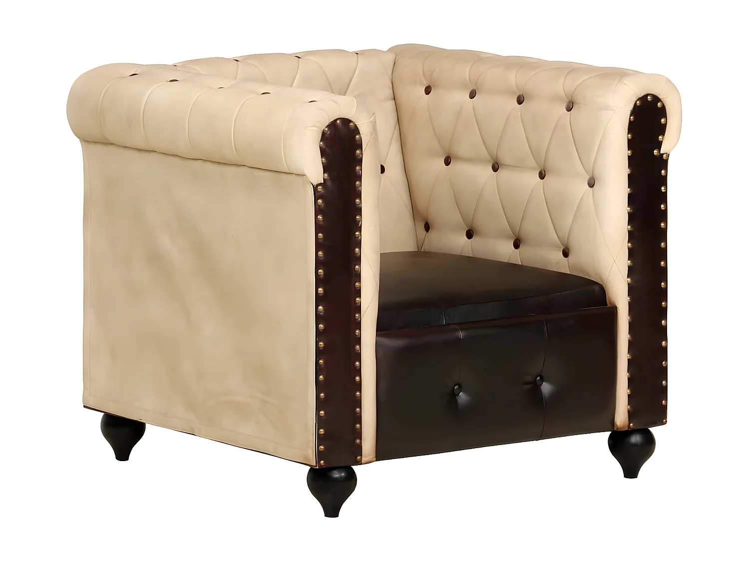 Chesterfield-Sessel Braun Echtleder